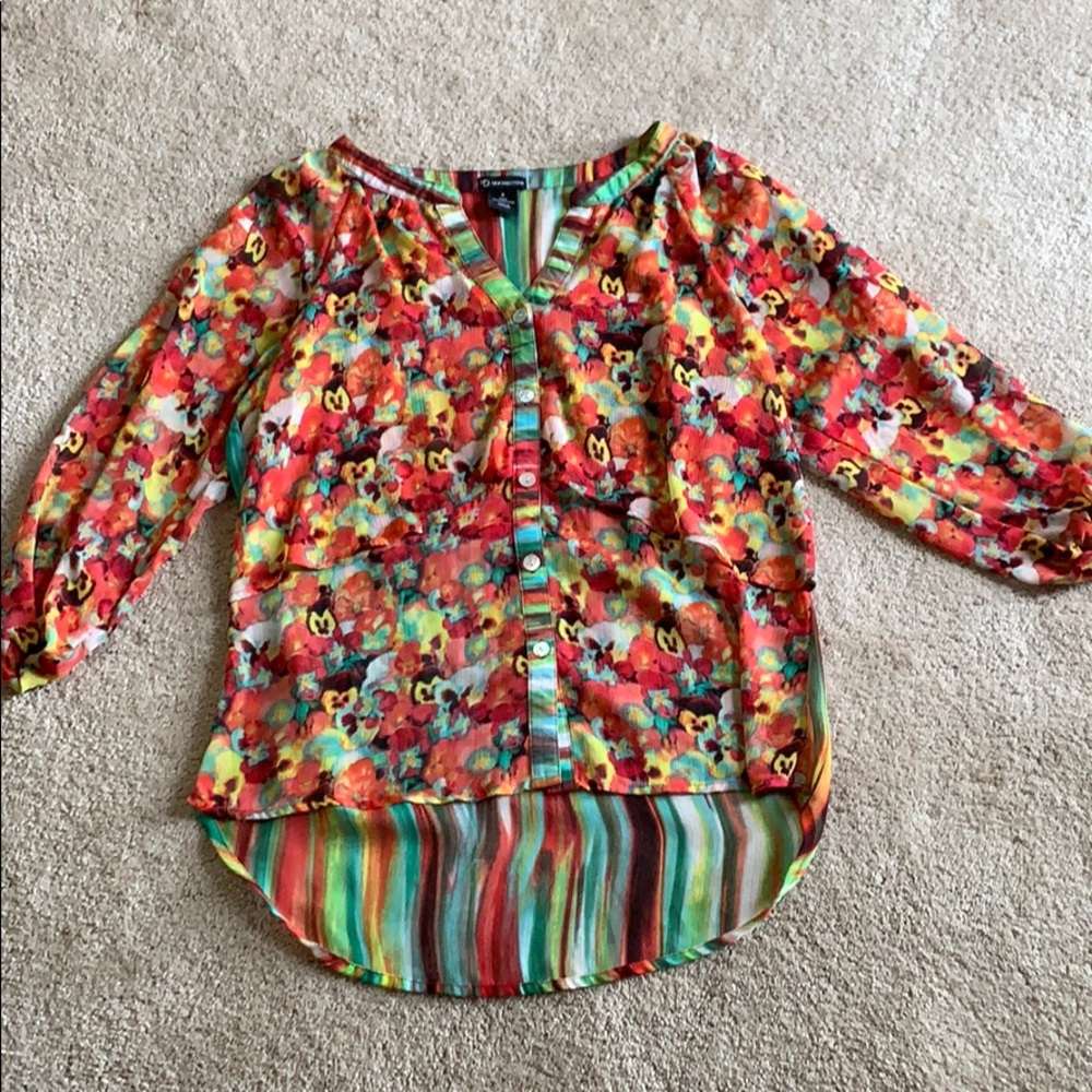 Multi colored sheer blouse